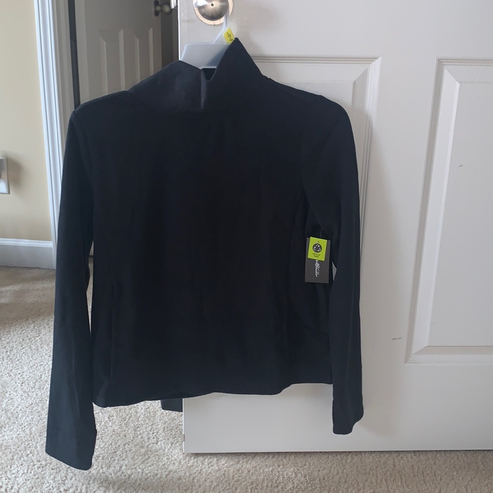 Eddie Bauer Fleece Mock Neck Lightweight Pullover Size L Black